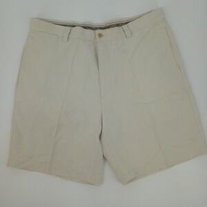 Tommy Bahama Relax Mens 38 Silk Linen Blend Shorts Beige Tan Flat Front Casual